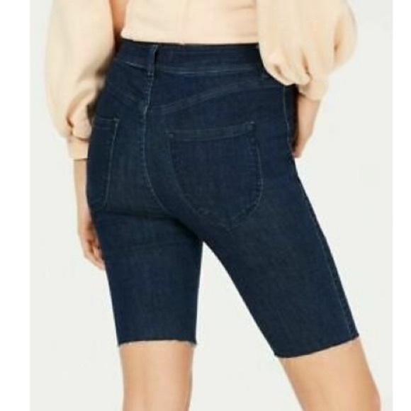 Free People So Chic Biker Shorts 25 Raw Hem Cobalt Rinse Blue Denim - Picture 3 of 6